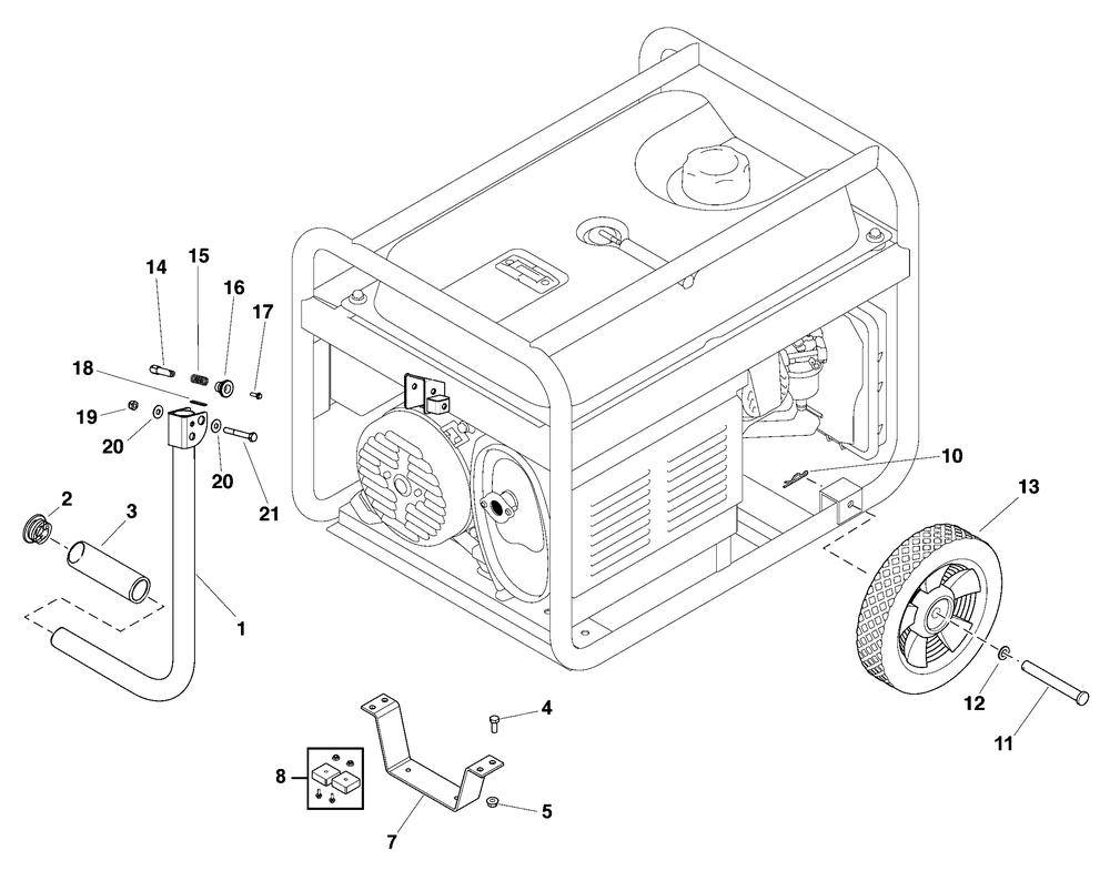 Wheel Kit Diagram and Parts List for 030728-05  Briggs and Stratton Generator